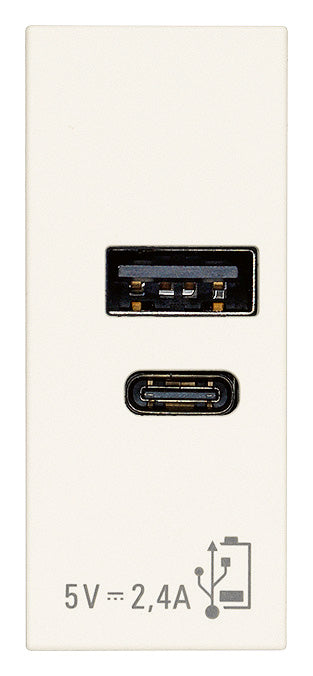 ALIMENTATORE USB A+C VIMAR LINEA 120-240 V 1 MODULO BIANCO/CANAPA/NERO
