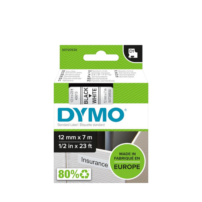 Nastri D1 per Etichettatrici Dymo – Elcart – Nero/Bianco