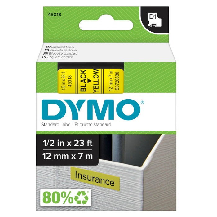 Nastri D1 per Etichettatrici Dymo – Elcart – Nero/Giallo