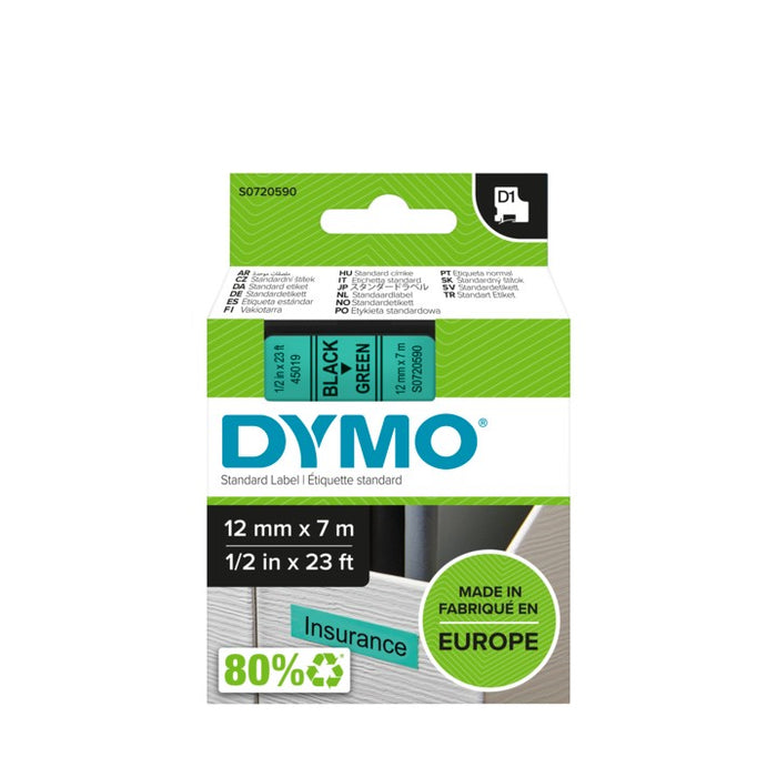 Nastri D1 per Etichettatrici Dymo – Elcart – Nero/Verde
