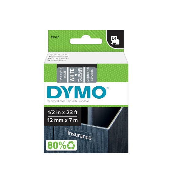 Nastri D1 per Etichettatrici Dymo – Elcart – Bianco/Trasp