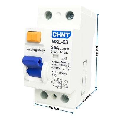 Chint Interruttore Differenziale Puro 2P 25A 10mA AC - 399932