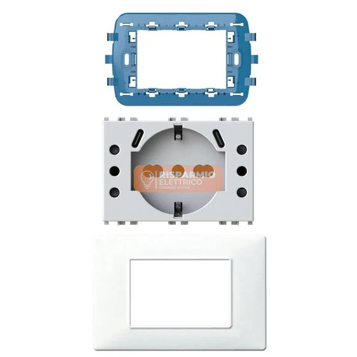 KIT BUNDLE 4BOX PER VIMAR PLANA BIANCA – 4 POSTI CON USB