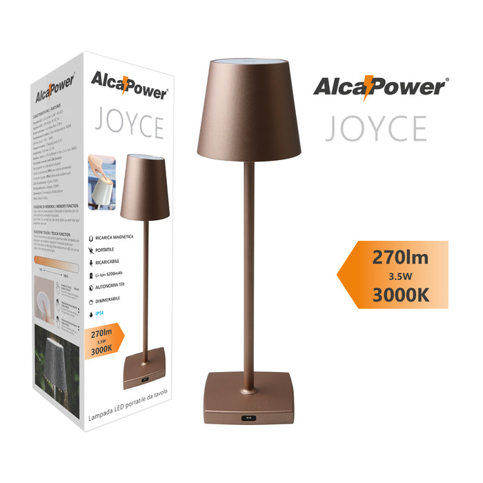 Lampada da Tavolo LED Ricaricabile Alcapower Joyce Bronzo