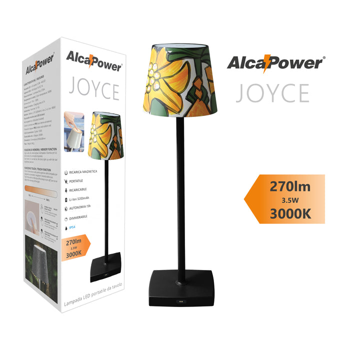Lampada da Tavolo LED Ricaricabile Alcapower Joyce 270lm 3000K IP54