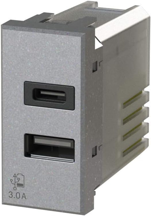 ALIMENTATORE USB DA 3 AMPERE 2OUT TYPE-A E TYPE-C PER BTICINO AXOLUTE TECH 4BOX ‎4B.HC.USB.30