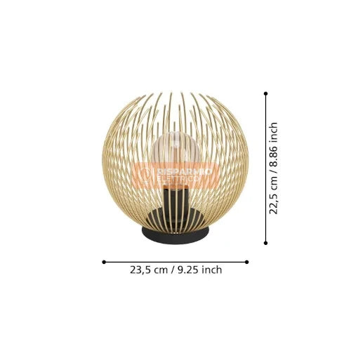 LAMPADA DA TAVOLO EGLO VENEZUELA 1×E27 – BASE NERA, PARALUME FILO ORO