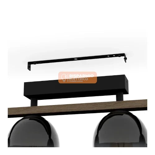 PLAFONIERA EGLO FILAGO 4×E27 – LEGNO NOCE E VETRO SFUMATO Ø88 CM