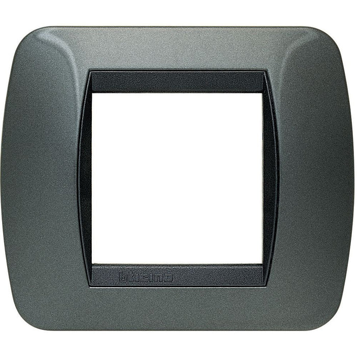 Placca 2 Posti Bticino Living Acciaio Scuro
