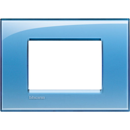 Placca 3 Posti Bticino Living Light Azzurro