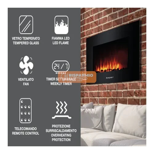 CAMINETTO ELETTRICO DA PARETE BEPER RI.503 CON TELECOMANDO