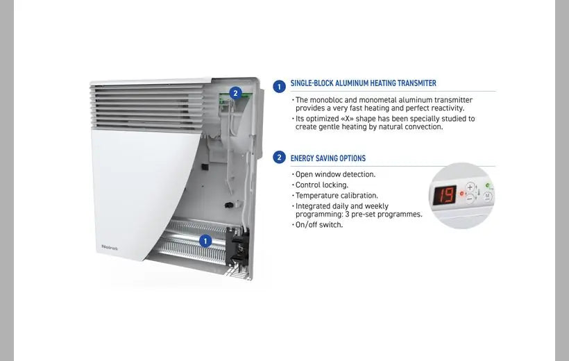 Noirot Spot Design 1000W convettore elettrico silenzioso bianco E176113