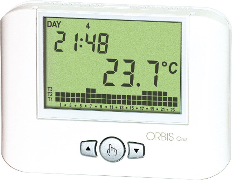 CRONOTERMOSTATO DIGITALE DA PARETE CON COMUNICATORE GSM PROG. GIORNALIERA/SETTIMANALE BIANCO  230V ORBIS OB324800