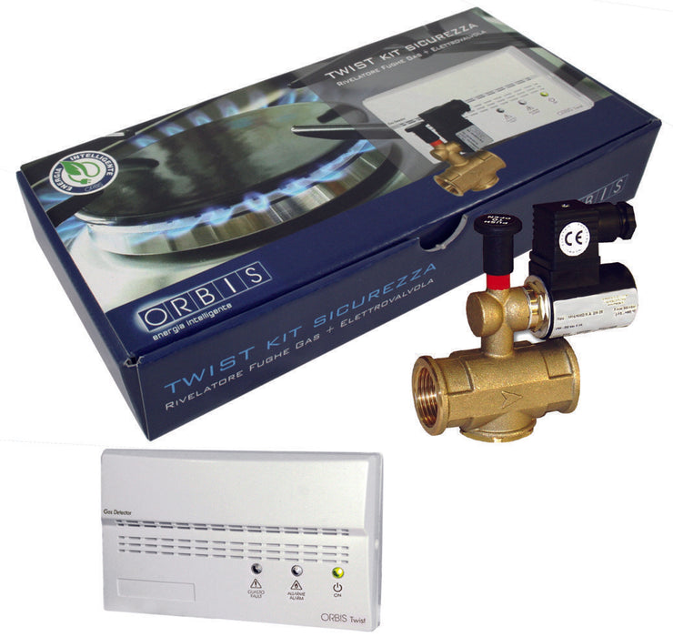 KIT TWIST RILEVATORE GAS GPL CON SENSORE CATALITICO ED UNA ELETTROVALVOLA NA 3/4'' 230V ORBIS OB515334