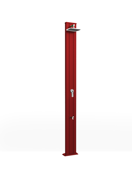Doccia Solare Dritta in Alluminio con Lavapiedi Arkema Spring S 30L Rosso