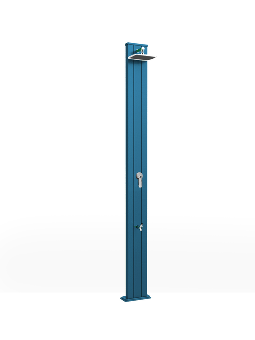 Doccia Solare Dritta in Alluminio con Lavapiedi Arkema Spring S 30L Blu