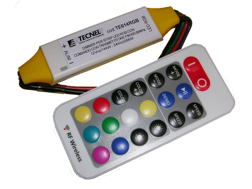 Dimmer RF per Strisce LED RGB con Trasmettitore Tecnel 12/24V 144/288W