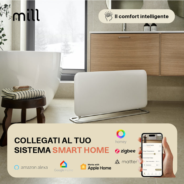 Termoconvettore Mill Invisible Gen 4 2000 W con Piedini Integrati – PA2000WIFI4A