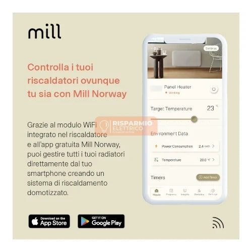 TERMOCONVETTORE A PARETE MILL INVISIBLE GENERAZIONE 4 – 700 W