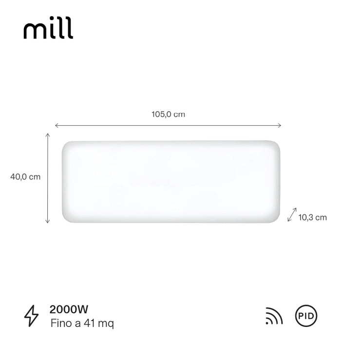 Termoconvettore Mill Invisible Gen 4 2000 W con Piedini Integrati – PA2000WIFI4A