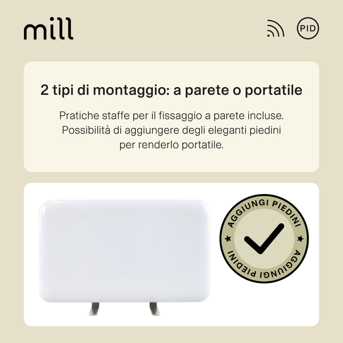 Termoconvettore a Parete Mill Invisible Generazione 4 – 700 W – Con piedini in alluminio