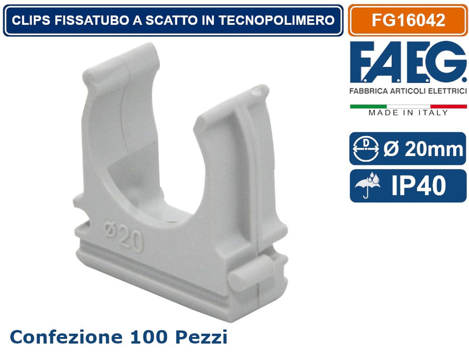 FAEG clips a scatto per ancoraggio tubi rigidi e flessibili FG16042 FG16043