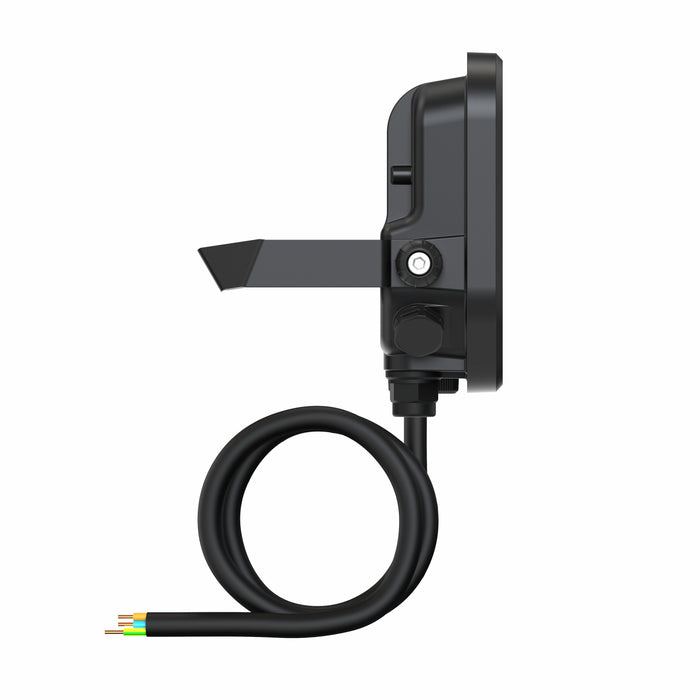 Proiettore LED da Esterno Ledvance Floodlight Gen 4 8W 1200lm IP66 – FL 10 — nero, vista di profilo con staffa e cavo