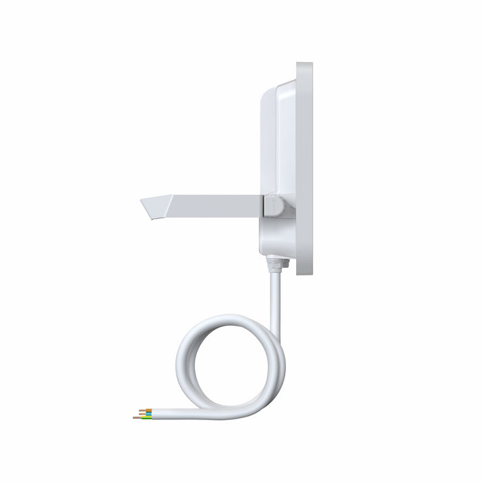 Proiettore LED da Esterno Ledvance Floodlight Gen 4 69W 10000lm IP66 – FL 100 — bianco, vista di profilo con staffa e cavo