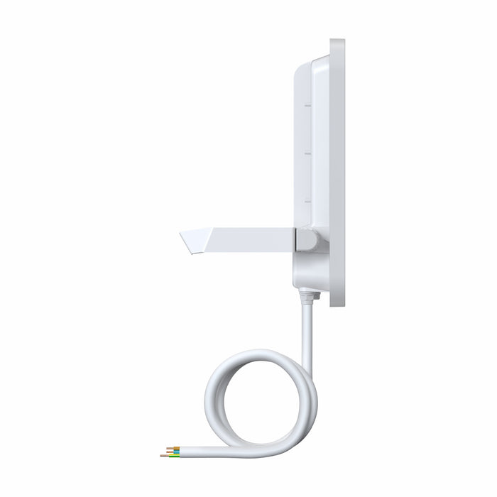Proiettore LED da Esterno Ledvance Floodlight Gen 4 100W 15000lm IP66 – FL 150 — bianco, vista di profilo con staffa e cavo