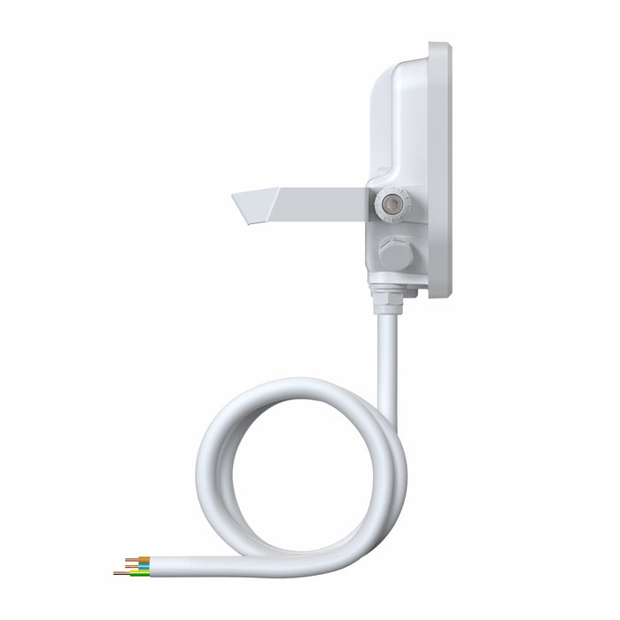 Proiettore LED da Esterno Ledvance Floodlight Gen 4 17W 2400lm IP66 – FL 20 — bianco, vista di profilo con staffa e cavo