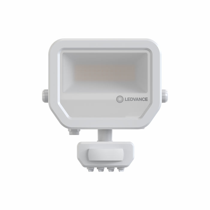Proiettore LED da Esterno Ledvance Floodlight Gen 4 con Sensore 17W 2400lm IP65 – FL 20 SN — bianco, vista frontale con sensore