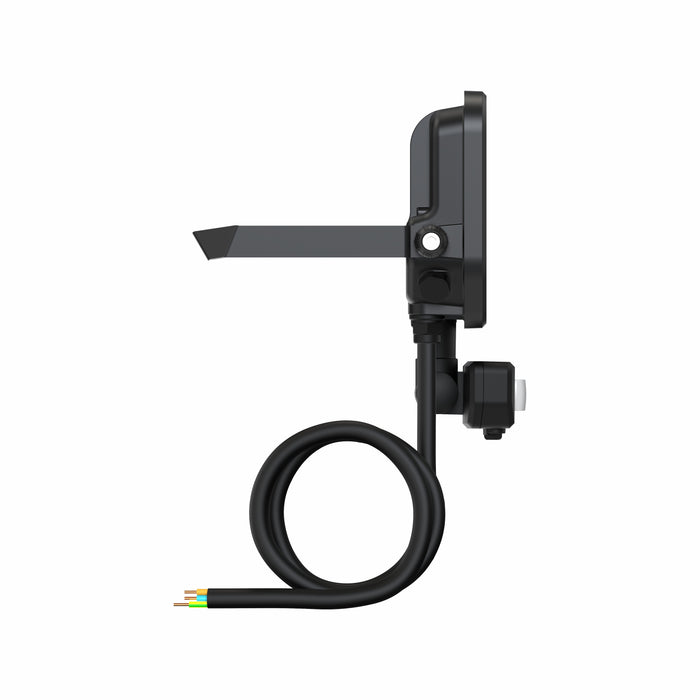Proiettore LED da Esterno Ledvance Floodlight Gen 4 con Sensore 17W 2400lm IP65 – FL 20 SN — nero, vista di profilo con staffa e cavo