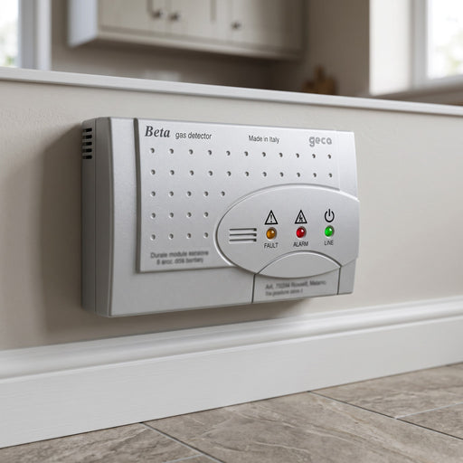 Rilevatore di Gas GPL con Sensore Estraibile Beta Geca Bianco, installato in basso, vicino al pavimento