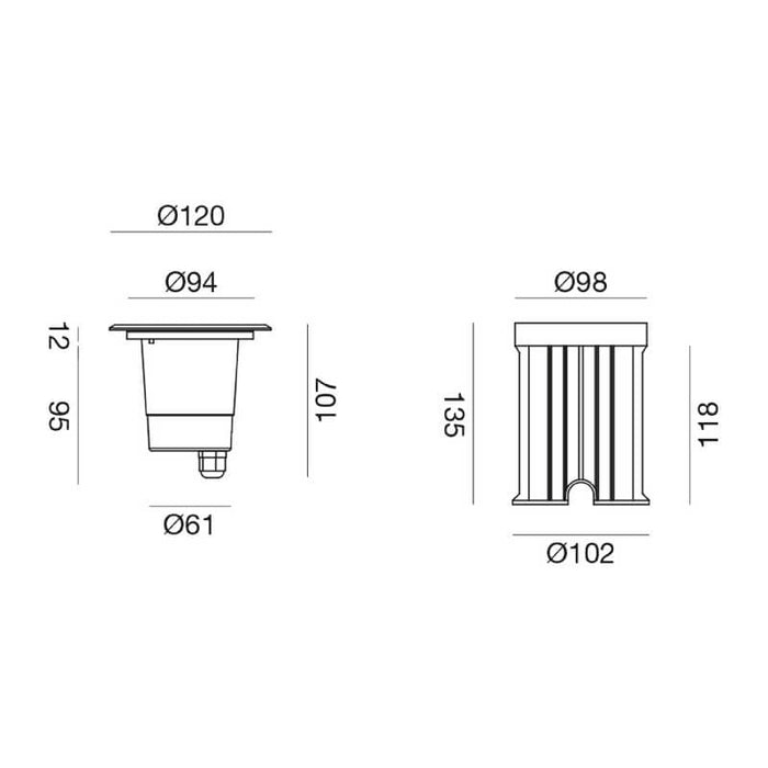 Gea Luce GES270 faretto da incasso per esterni calpestabile GU10 tondo acciaio inox - GES270