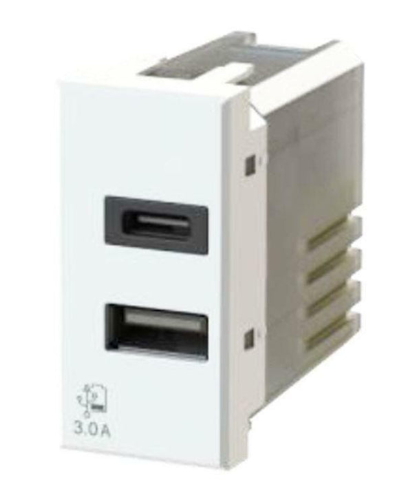 PRESA USB CON CONNETTORE TIPO-C E TIPO-A 3.0A PER BITICINO AXOLUTE 4BOX 4B.HD.USB.30
