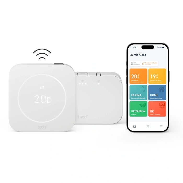 Tado termostato intelligente wireless X starter kit bianco con bridge e ricevitore