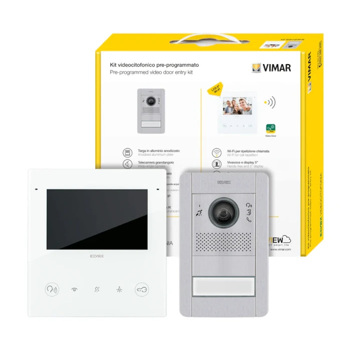 KIT VIDEOCITOFONICO ELVOX VIMAR MONO/BIFAMILIARE 2 FILI PLUS K40515G.01