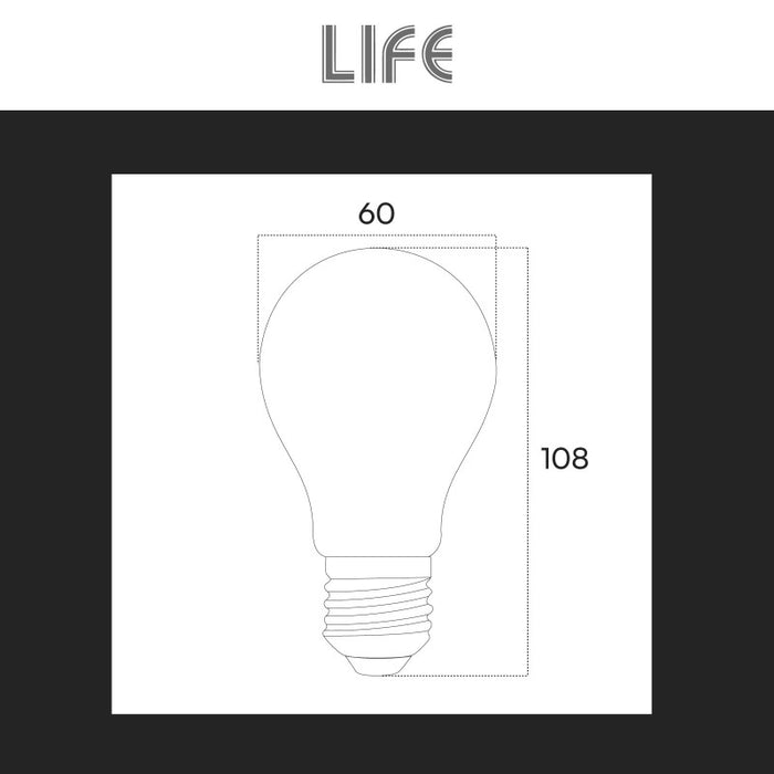 Life lampadina LED E27 8W goccia A60 filament vetro bianco sensore crepuscolare 4000K - 39.920366SNM