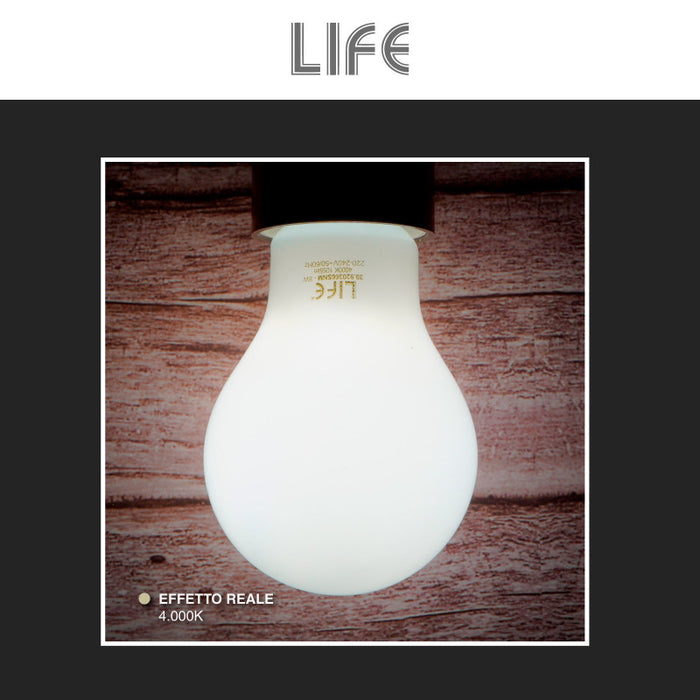 Life lampadina LED E27 8W goccia A60 filament vetro bianco sensore crepuscolare 4000K - 39.920366SNM