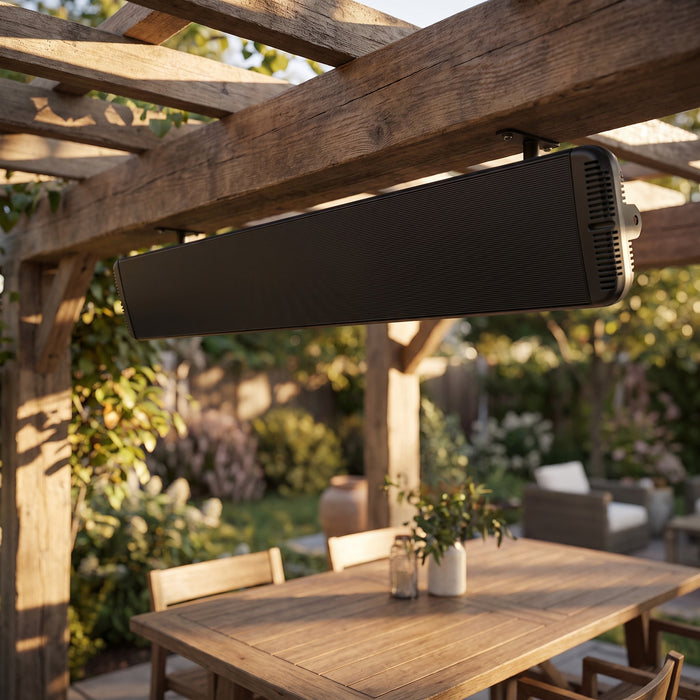 Riscaldatore a Infrarossi Moel Hot Top 2400W con Dimmer, sotto la pergola, sopra il tavolo