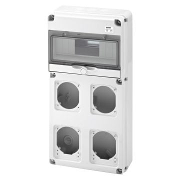 Quadro Q-DIN 10 Moduli IP65 con 2 Flange IEC 16A + 2 IEC 16/32A Gewiss