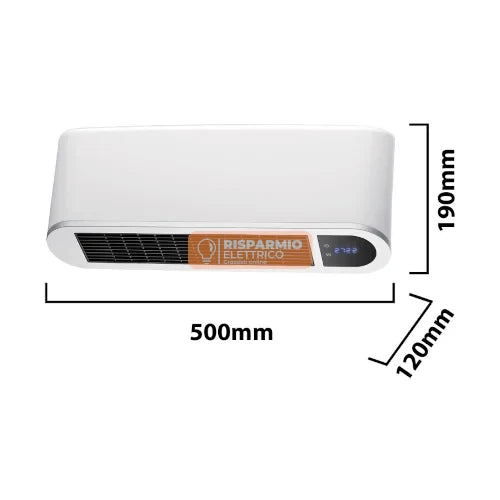 TERMOVENTILATORE MURALE CERAMICO 2000W CON TELECOMANDO BIANCO PR190