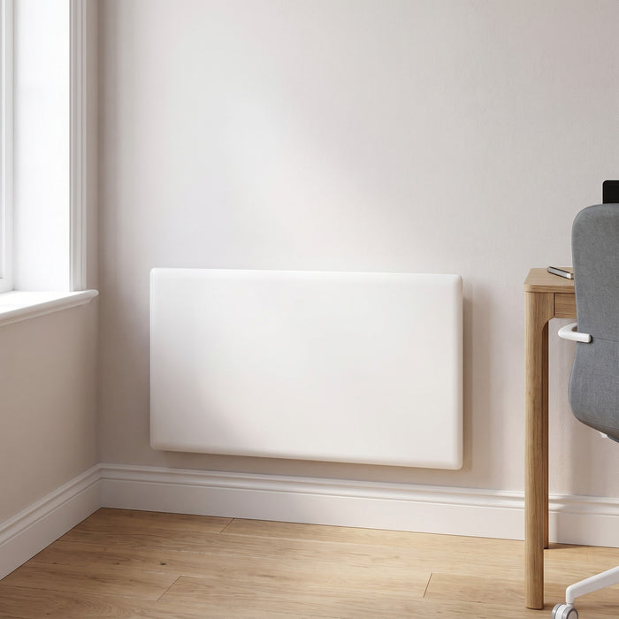 Radiatore elettrico Nobo Oslo Wi-Fi 1000W, installato in uno studio