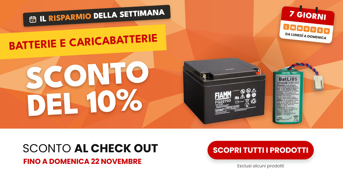 Il risparmio della settimana: batterie e caricabatterie, sconto del 10 % nel carrello fino a domenica 22 novembre, esclusi alcuni prodotti