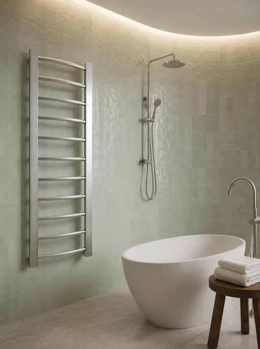 Scaldasalviette Elettrico Farho Victory Acciaio Inox 210W, installato in bagno